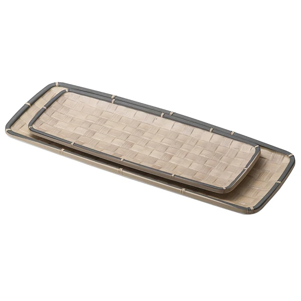 

Large Serving Platter -15/19 Inches dishwasher Safe beige bamboo color Rectangle Platters for Japanese Snacks Bread, Multicolor