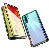 

Full Protection Magnetic Adsorption Phone Case For Huawei P30 Pro Lite Metal Bumper Clear Glass Cover Case for mate 20 lite pro