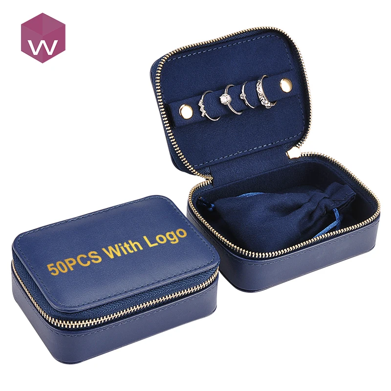 

Wahung Luxury PU Earrings Jewel Organizer Storage Case Portable Jewellery Packaging Gift Boxes Travel Earring Jewelry Box, Blue/pink/red