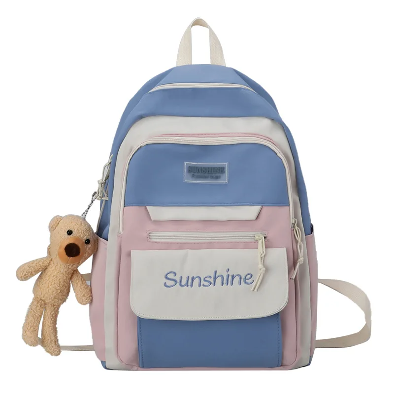 

Wholesale custom Sunshine girl leisure school backpack with bear Pendant