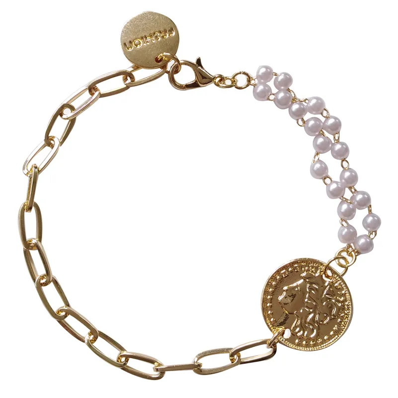 

BR-0808 Fashionable Simple Ins Sweet Charm Bracelet For Women Gift Creative Irregular Pearl High Quality Heart Bracelet Jewelry, 1 colors