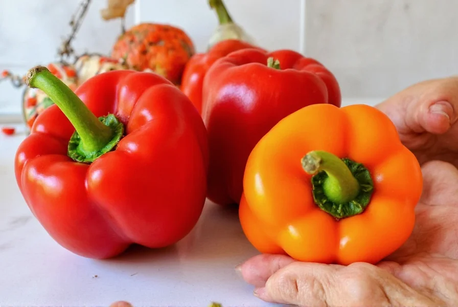 Dried hot bell peppers hanging on string