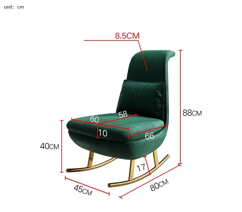 2021 Home Lazy Sofa Chair Single Dark Green Chair Rotating Light Luxury Wind Nordic Furniture Balcony Leisure Rocking Chair