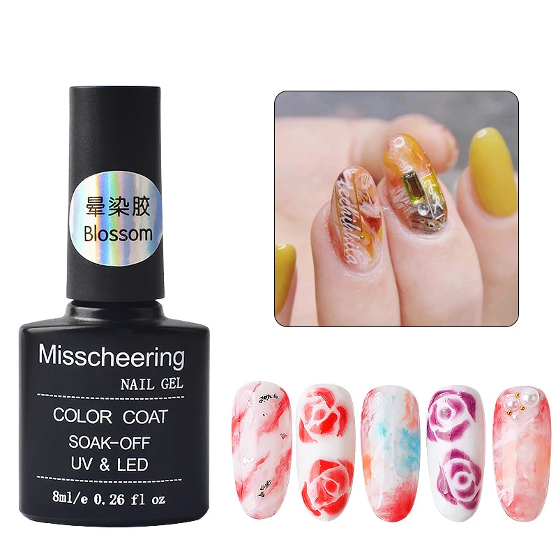 

HOT Sale Creative Nail Varnish blossom liquid Gel Polish Gradient Marble Effect Clear Blooming Gel Polish