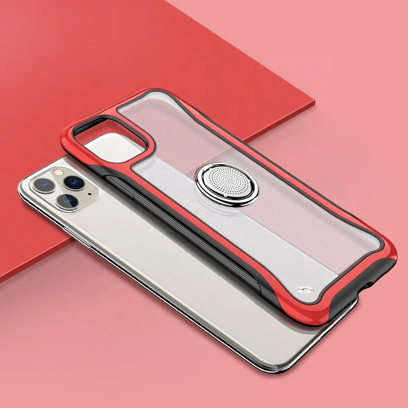 

Factory price shockproof PC TPU clear back cover phone case for iPhone 11/11 pro /11 pro max with metal ring, Multi-color, can be customized