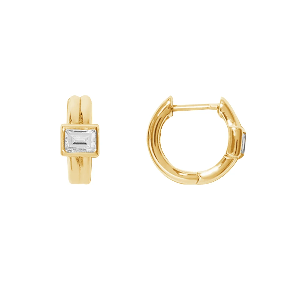

fashion jewelry wholesale 14k gold plated jewelry 925 sterling silver cubic zircon baguette hoop earrings for women