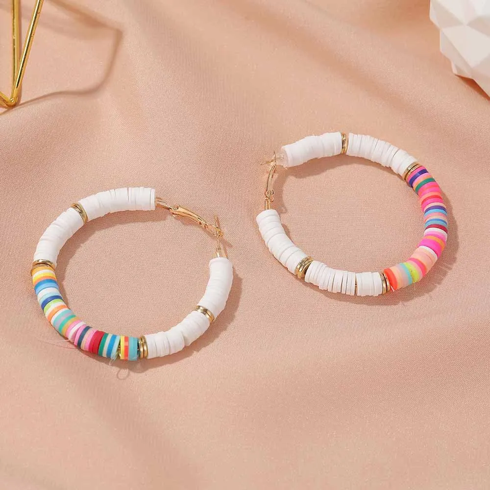 

VRIUA Boho Multicolor Polymer Clay Beads Earring Women Girl 2020 New Fashion Eco-friendly Bohemian Party Gift Chic Jewelry, Pink