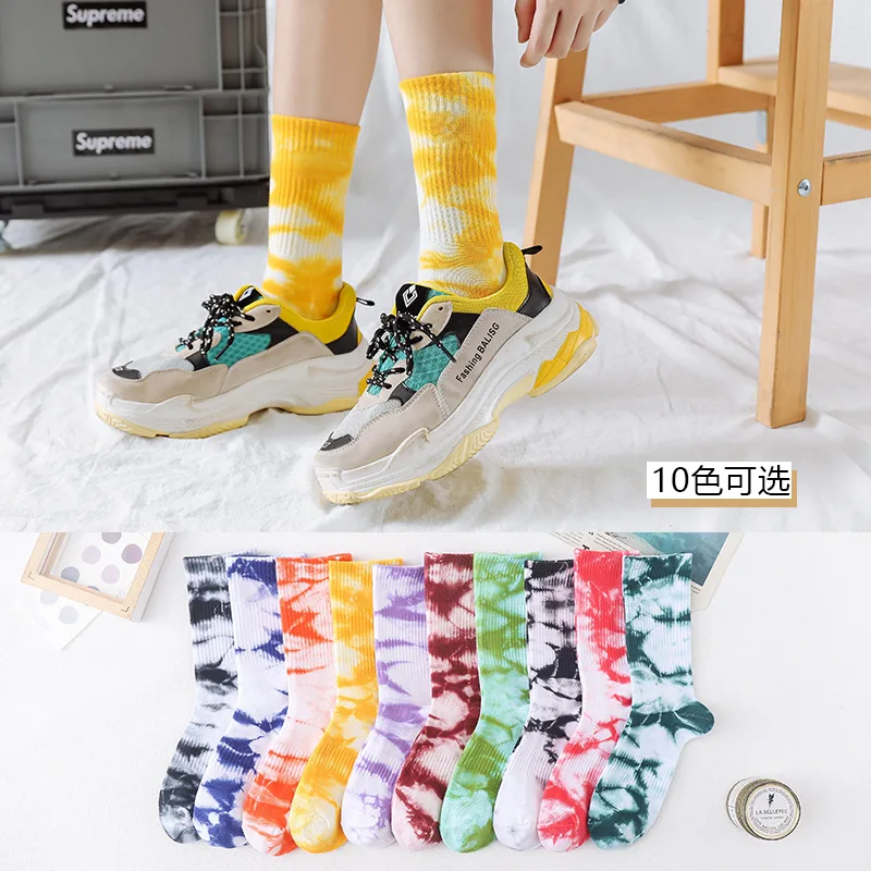 

Long tie-dye couple socks European and American trendy socks