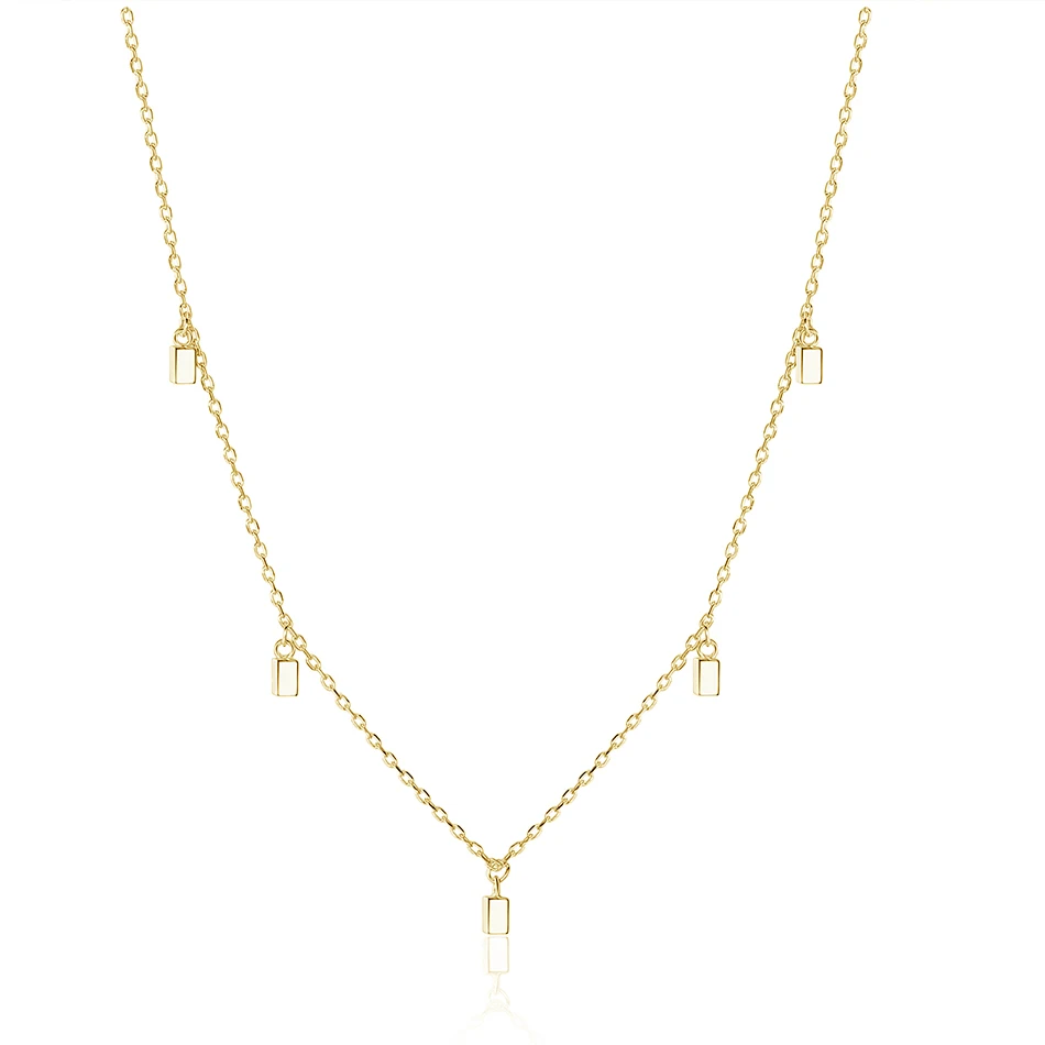 

18k Gold Fashion Jewelry 925 Sterling Silver Gold Plated Square Charms Choker Necklace For Women