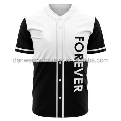 

black white color mixed design button up sport jersey baseball