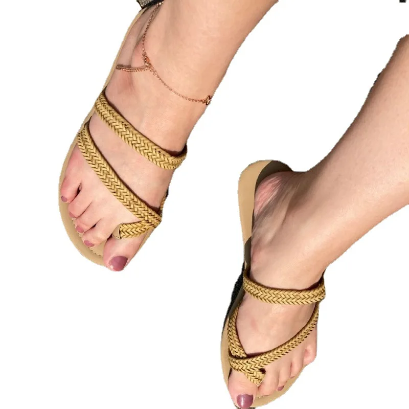 

Summer Street Casual Ladies Sandals Khaki Flip Flops Flat Women Beach Sandals 2021