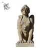 customized handcarved garden decoration yellow stone marble sphinx statue sculpture MSAD-10