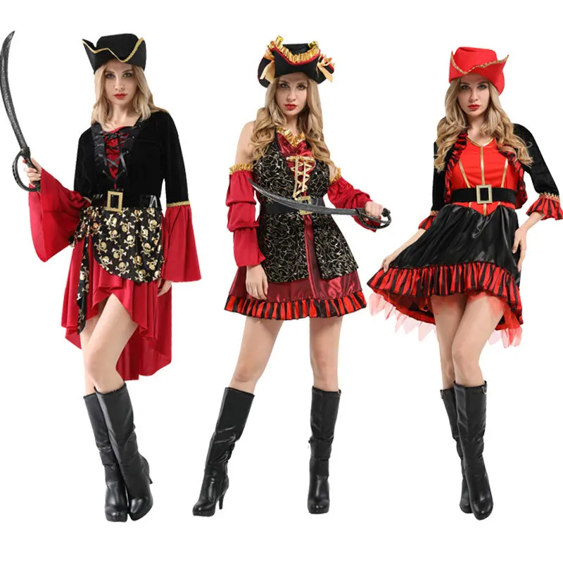 

Hot Women Pirate Cosplay Costume Adult Fancy Dress Stage Performance suit, As photo