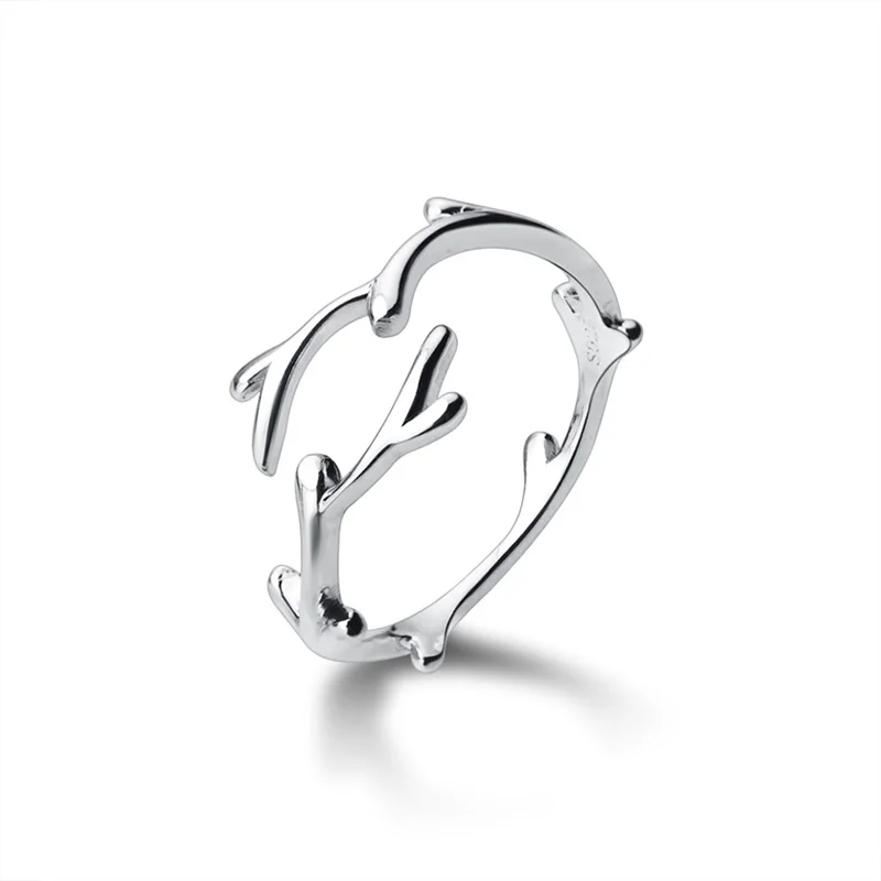 

fashion 925 sterling silver jewellery irrgular delicate branch adjustable open rings party female