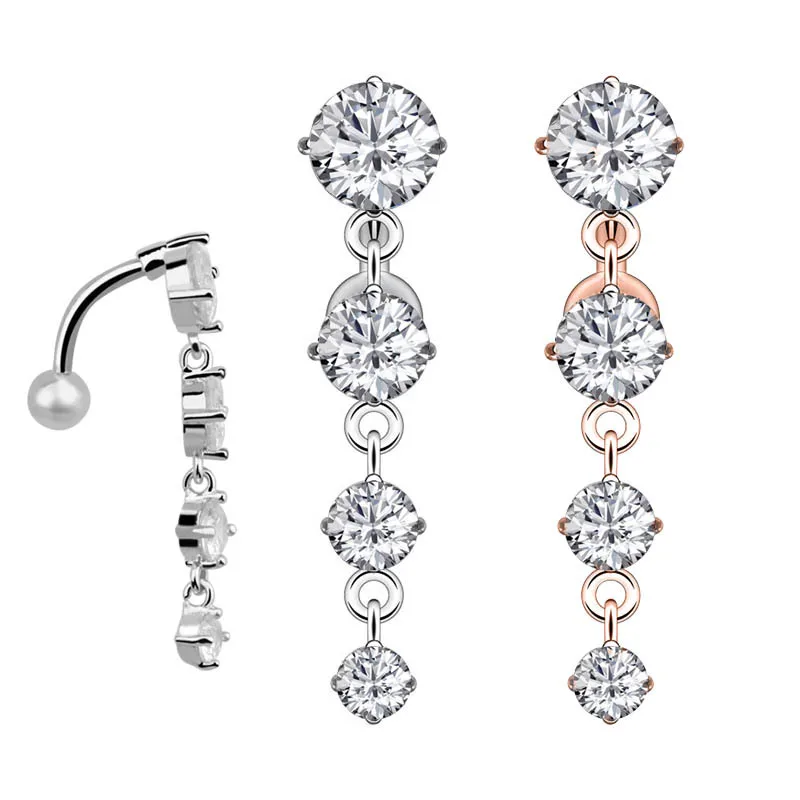 

Stainless Steel Cubic Zircon Belly Button Rings Shining CZ Crystal Navel Rings Body Piercing Jewelry