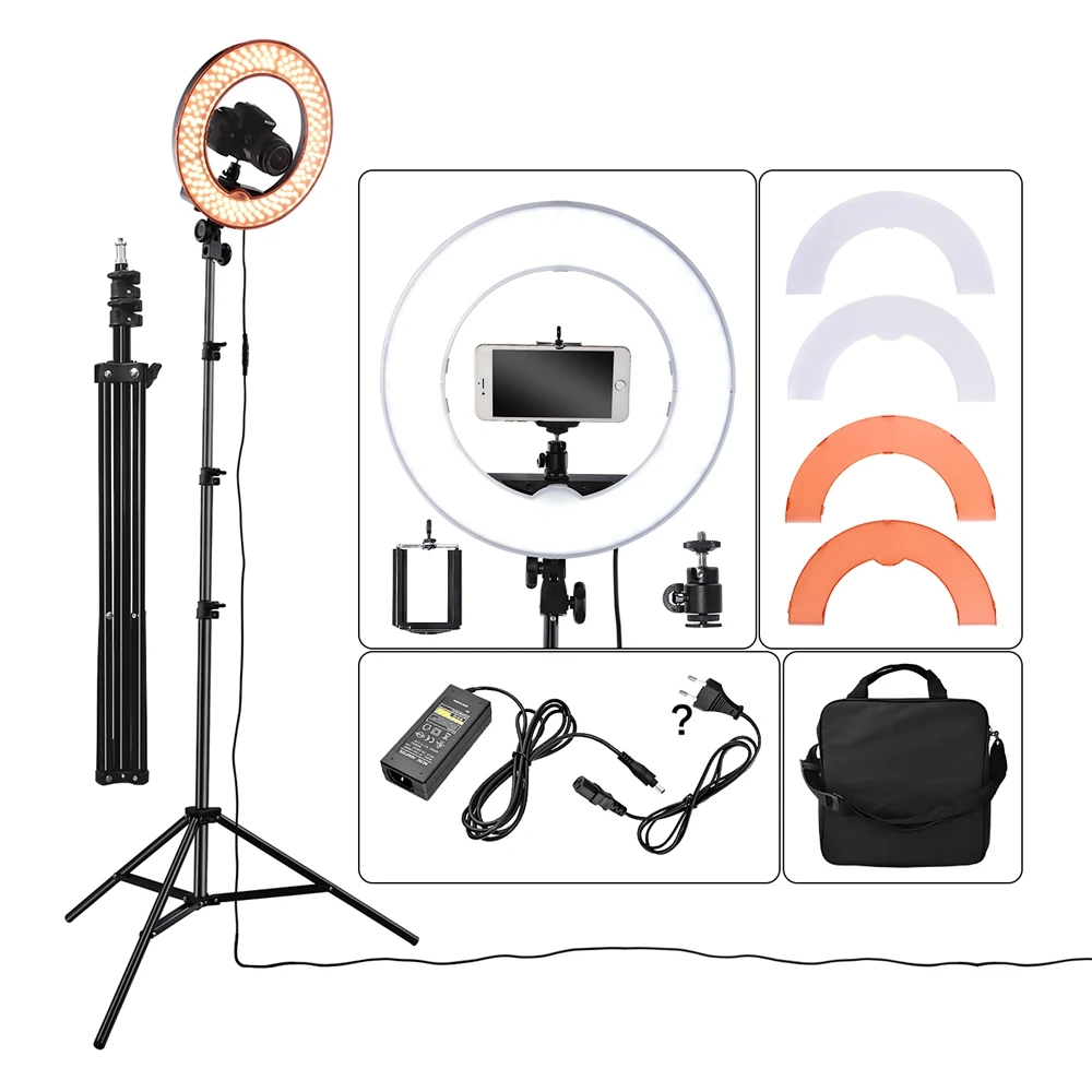 

USA FREE SHIPPING FOSOTO 14 inch Photographic Lighting 5500K Dimmable Led Ring Light Lamp With Tripod Stand