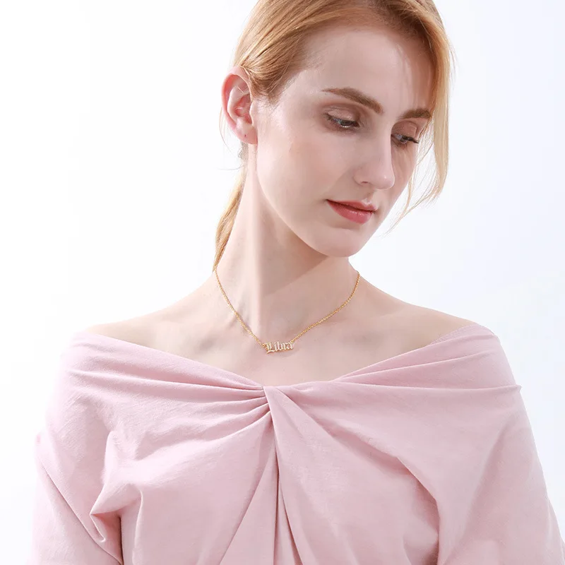 

WIIPU Creative retro zircon necklace jewelry girl 12 constellation personality pendant jewelry letter necklace, Gold, rose gold,silver