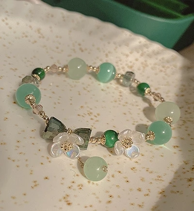 

Fashion Nature Green Flower Shape Crystal Opal Jewelry Beads Charms Bracelets & Bangles For Women