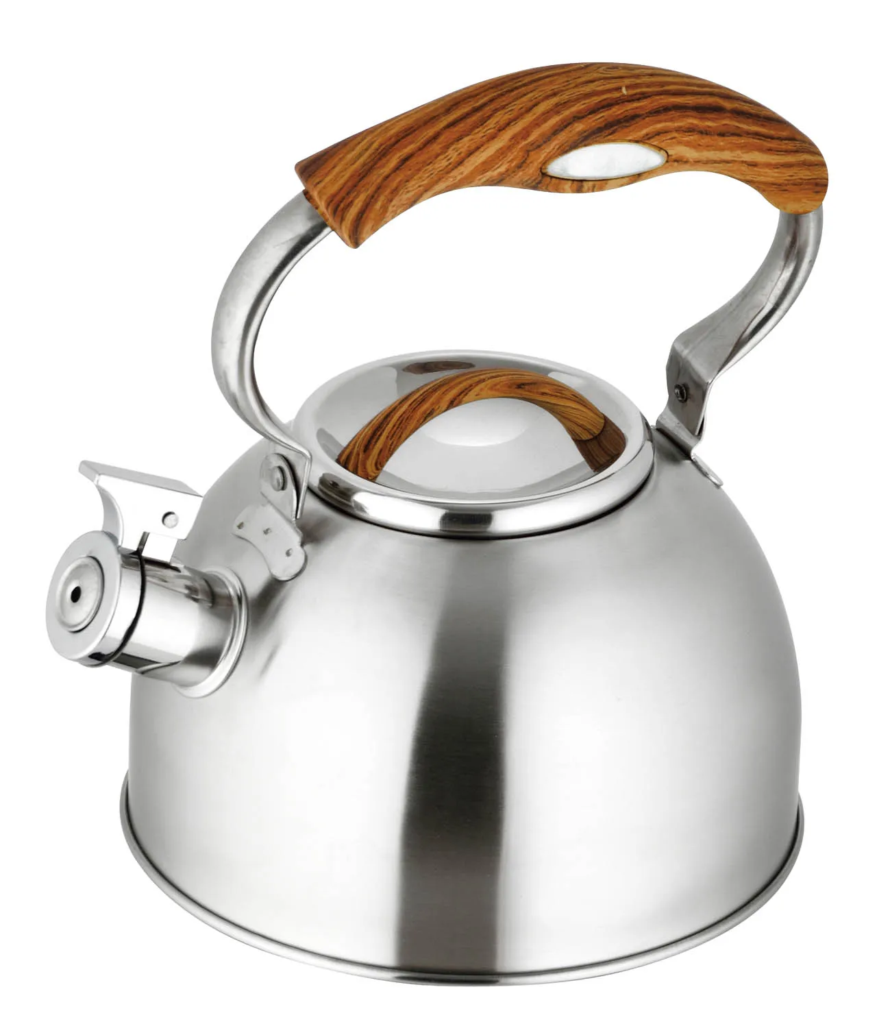 

Hemispherical Design Water Kettles Food Grade Stainless Steel Teapot Whistling Kettle with Wood Pattern Handle