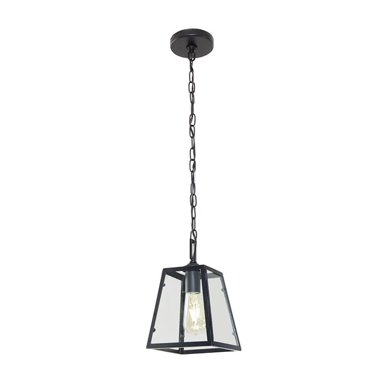 1 Light Matte Black and Glass Mini Lantern  Home Decorators Collection Ceiling Pendant Lighting for Dinning Room Kitchen