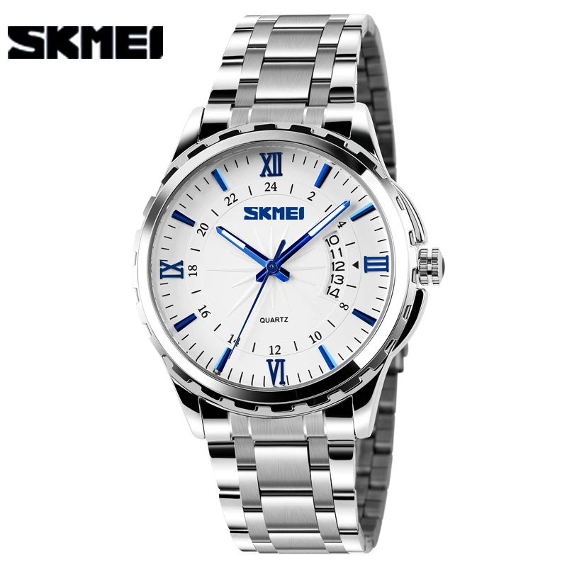 

New Fashion Men Stainless Steel Quartz Watches Men's Wristwatches Gold Analog Date Waterproof Male Clock, 3 colors