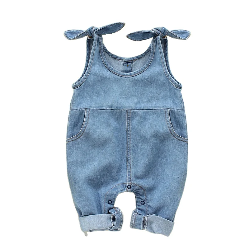 

Newborn Clothing Baby Boys Girls Denim Romper Jumpsuits Jean Infant Baby Sleeveless Playsuits Children Overalls Baby Clothes, Photo showed and customized color