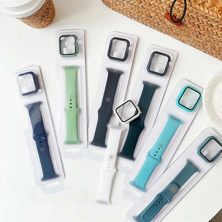 

Watch Case+Strap for Apple Watch 6/SE/5/4 40MM 44MM Full Screen Protector for iwatch 3/2/1 38MM 42MM Silicone Smart Watch Bands, 20 colors