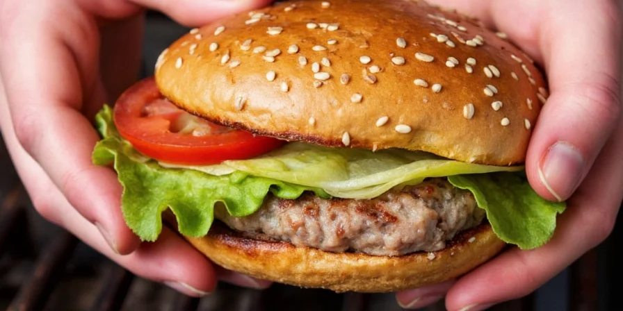 Using a meat thermometer on a turkey burger