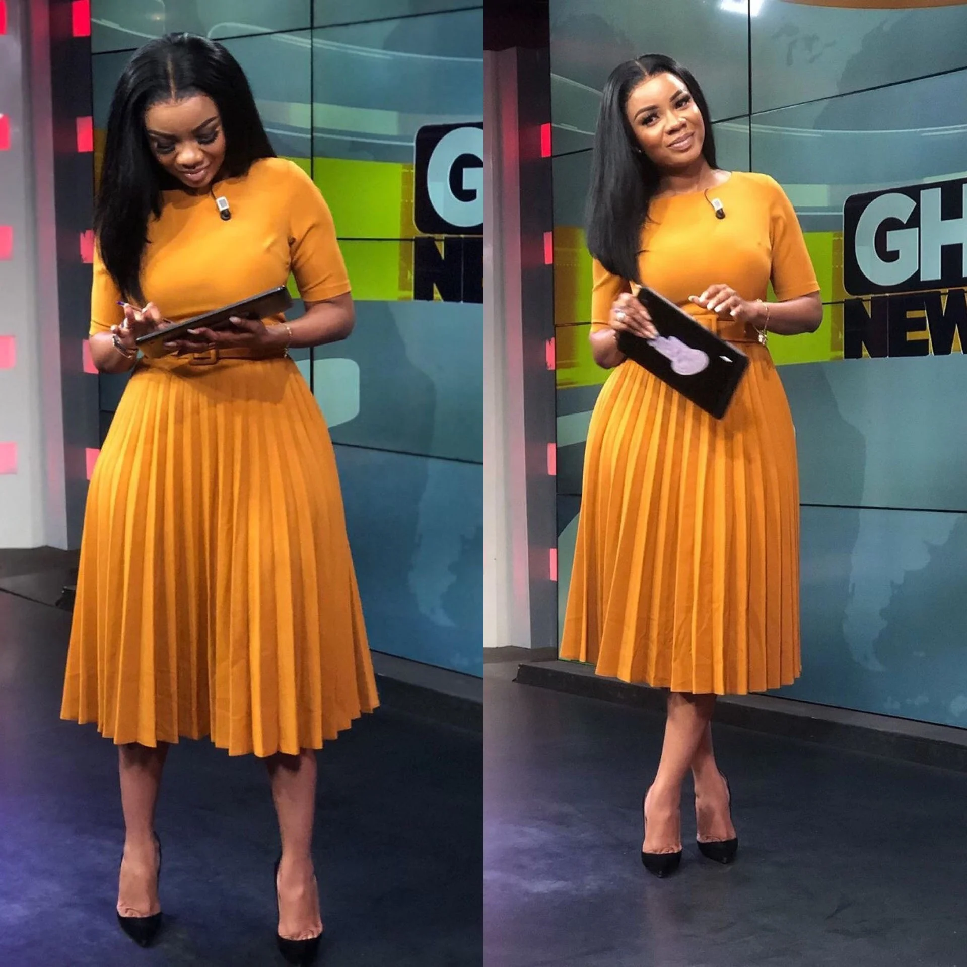 

ATE-D028 african dresses half sleeve solid pleated midi office lady wear dress elegant