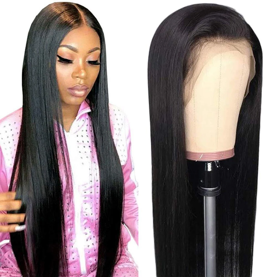 

Easy Dying Or Bleaching Virgin Peruvian Silky Human Hair Wigs 150% Density Bone Straight Wave 13x4 Hd Lace Front Human Hair Wig