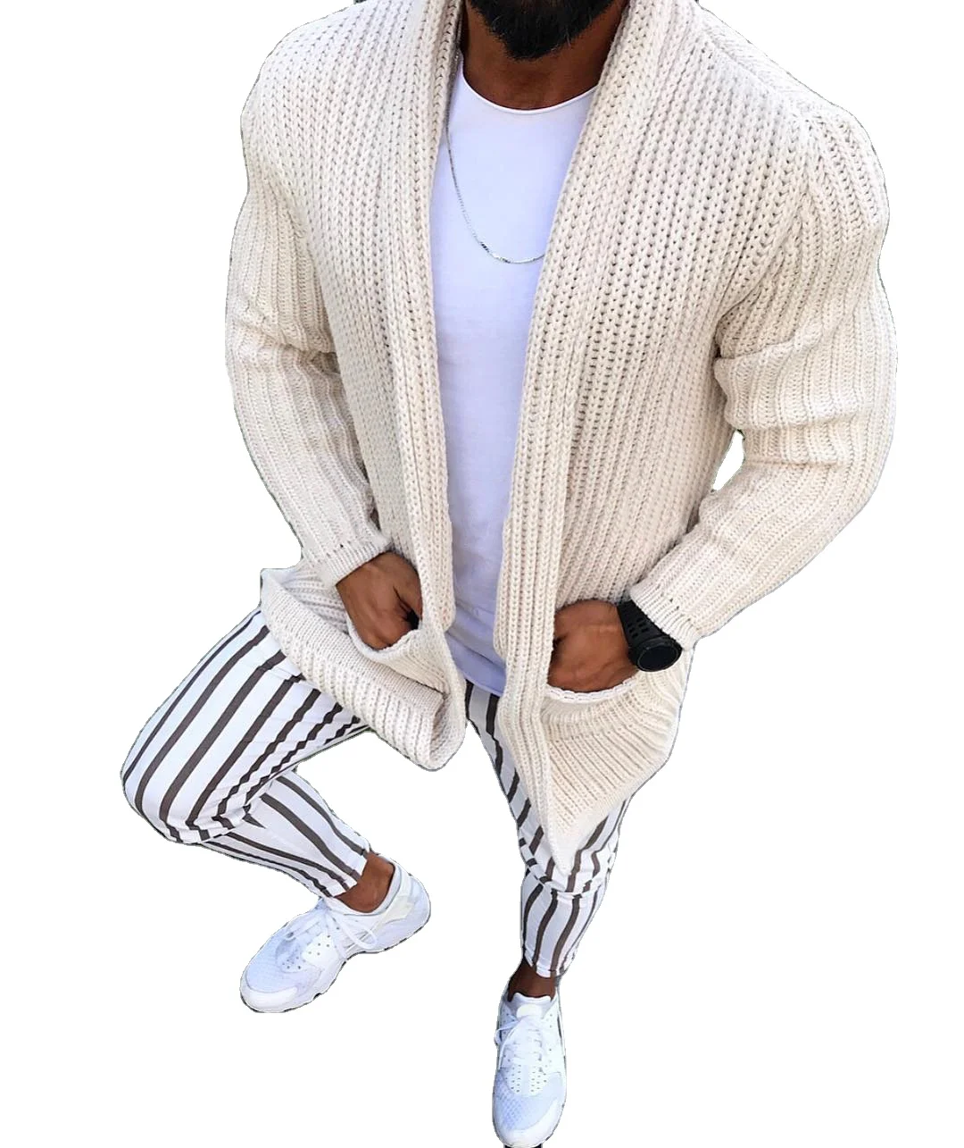

OEM Design Long Sleeve Lapel Sweater Jacket Knitted Cardigan Sweater For Men, Black ,red, blue, orange, grey
