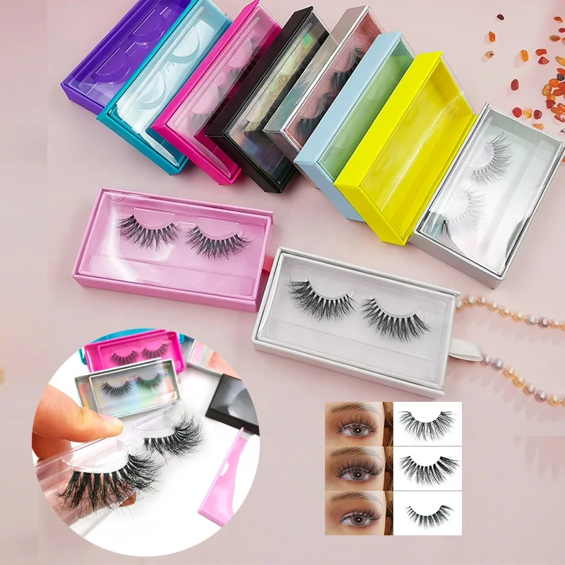 

Invisible Clear Band Eyelashes Private Label Cruelty Free Transparent Cotton Band Mink Strip Lashes With Drawer Lash Case, Black