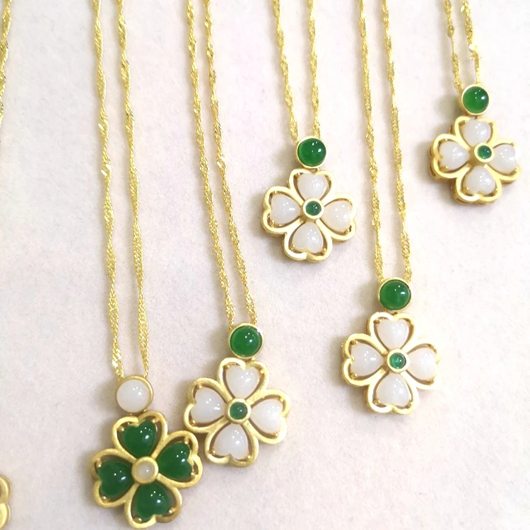 

hot! jialin jewelry Four-Leaf Clover gold plated for women pendant necklace