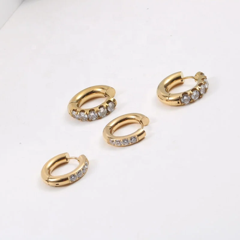 

20mm 22mm stainless steel zircon hoop earrings