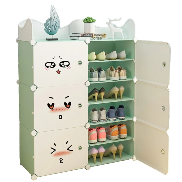 

Smart-Furn freshair series shoe rack cabinet organizer modular cube storage box stackable shelf closet multi tier portable stand, Light green