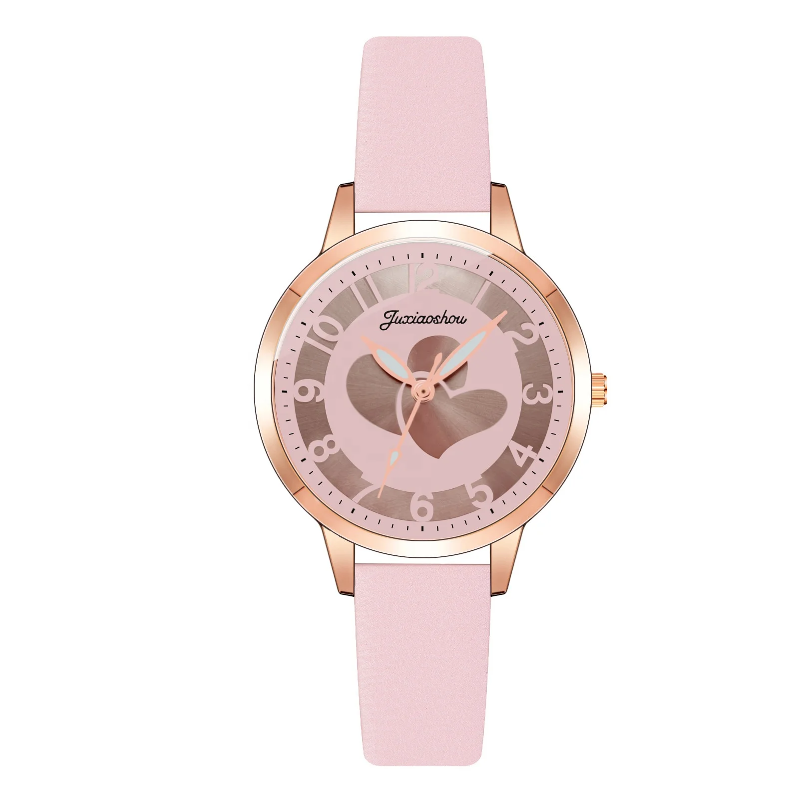 

Hot Ins LW608 Delicate Print Love Dial Watches Women Leather Quartz Simple Teenager Hand Watch