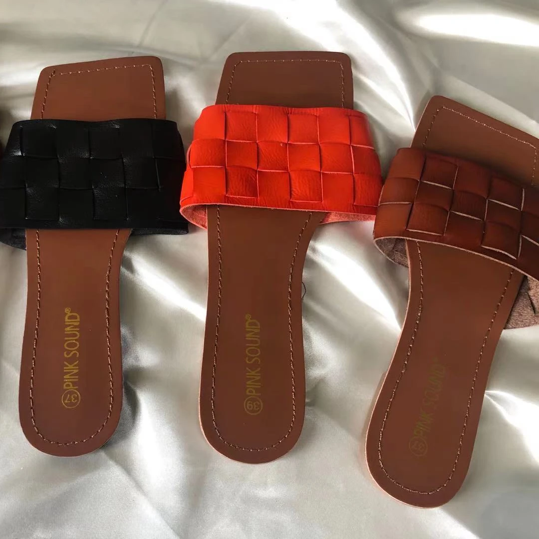 

VMAE 2021 Low MOQ Factory Wholesale Summer Lady Shoes Fashion Weave Sandals For Women