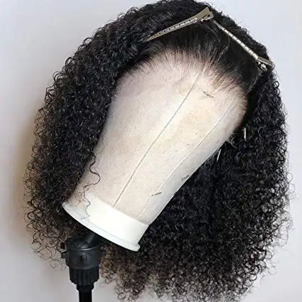 

Pre plucked virgin Peruvian deep wave curly 130% short 360 full lace frontal wig with baby hair