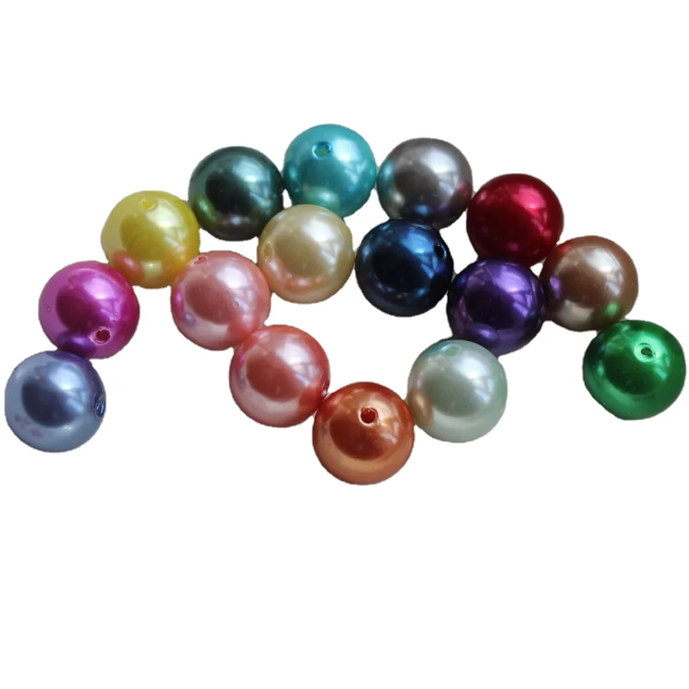 

Wholesale ABS Straight Hole Colorful Pearls Beads Round Plastic Loose Beads For DIY Jewelry Making