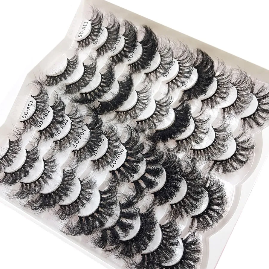 

new trendy 20 pairs fluffy eyelashes 5d dramatic wispy silk eyelashes volume faux mink strip lashes