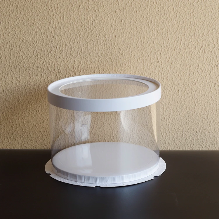 White Clear Lid Plastic Round Cake Box With Window 8 Inch Round Cake