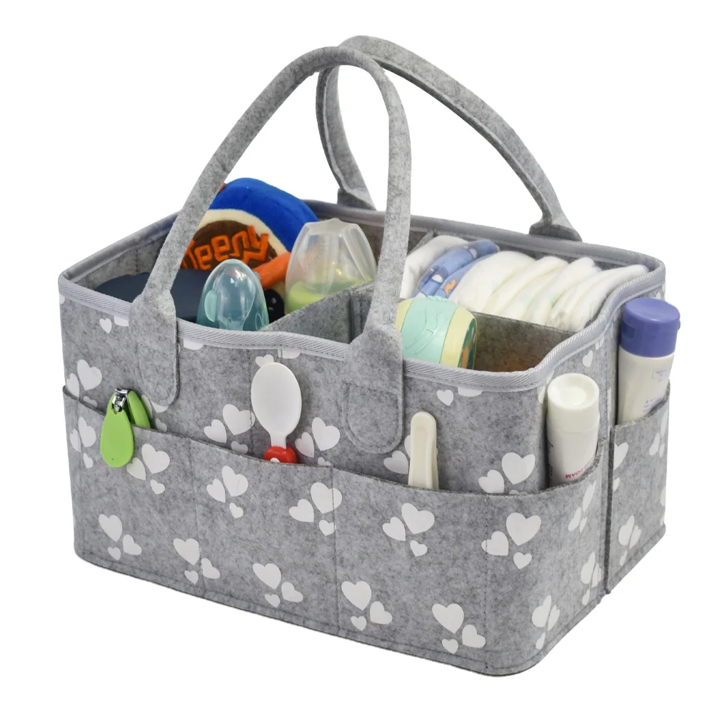 

Custom high quality Portable Bestselling detachable custom felt dipper storage bin for baby, Grey