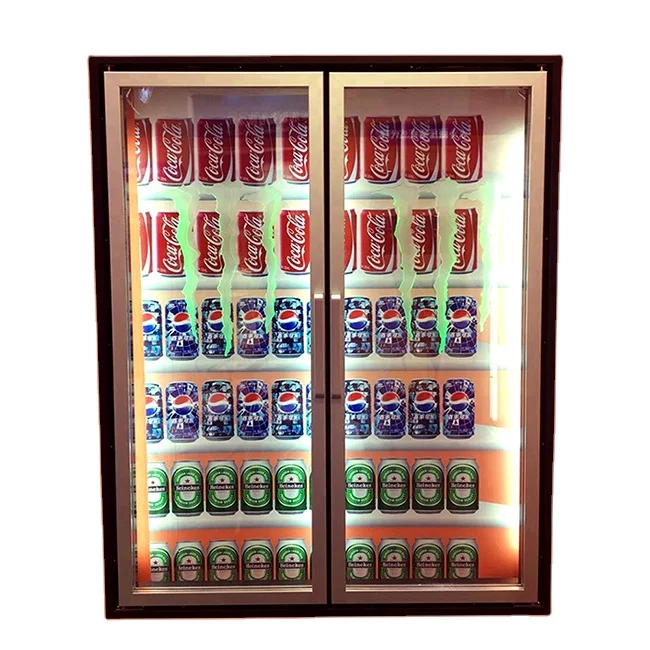 

Acrylic carving Energy drink display fridge electric heating glass door