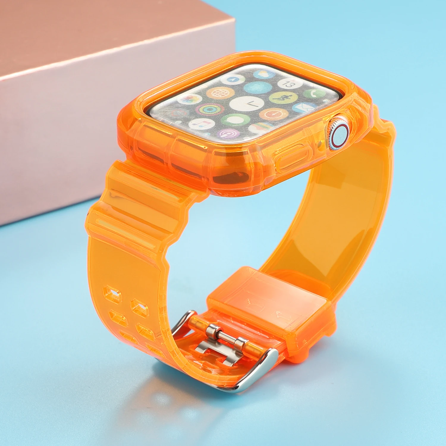 

Clear Transparent TPU strap band for Apple Watch 42mm 44mm 38mm 40mm, Optional