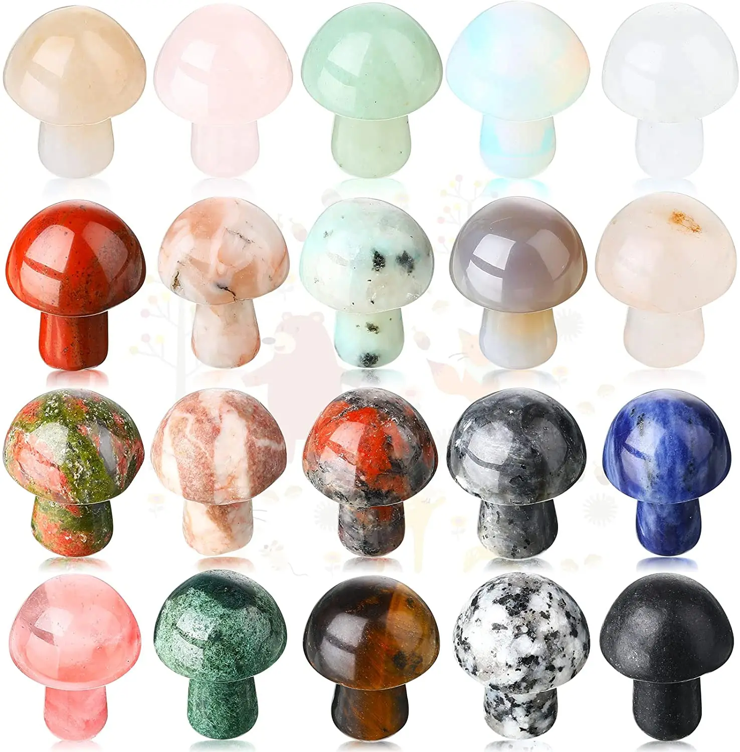 

Hand Making Mini Crystal Mushroom Bulk Decor Natural Gemstone Mushroom for DIY Balancing Garden Lawn Home Flower Pot Decoration