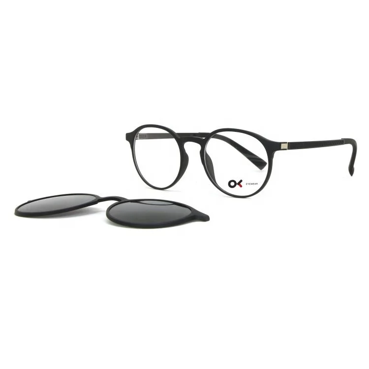 

2021 New Trendy Men Clip-On Glasses Frame 2 In 1 Ultem Polarized Magnetic Clip On Sunglasses, 3 colors