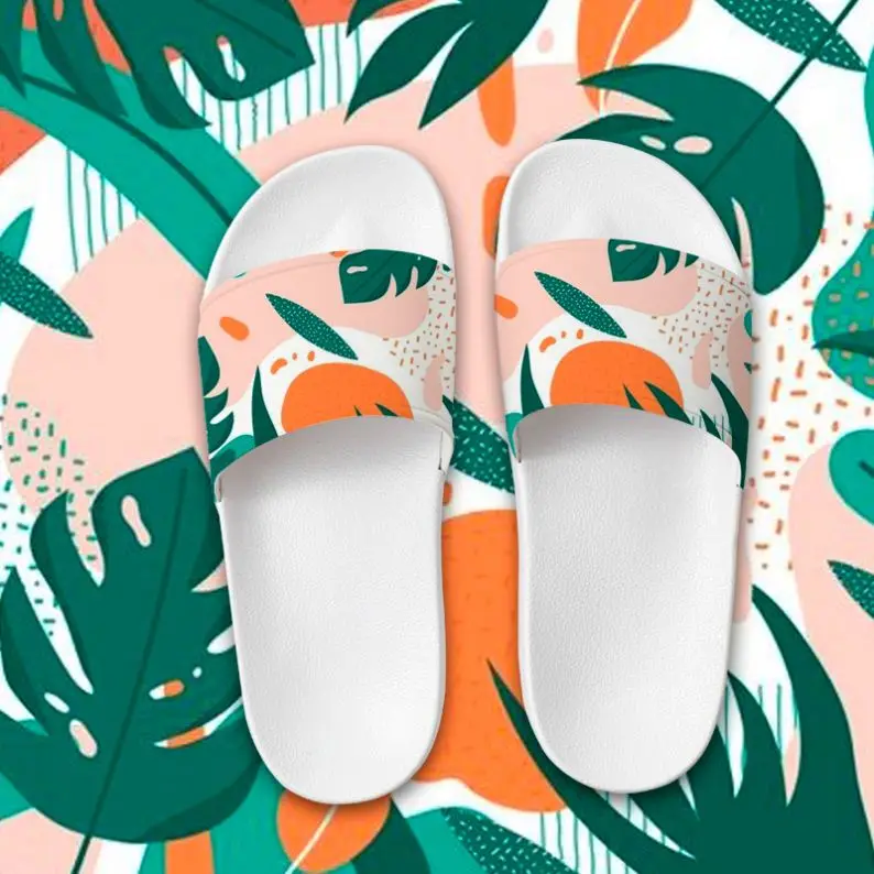 

2021 New Nature Print Custom Pattern Indoor And Outdoor Slippers Womens Man Sides Slipper