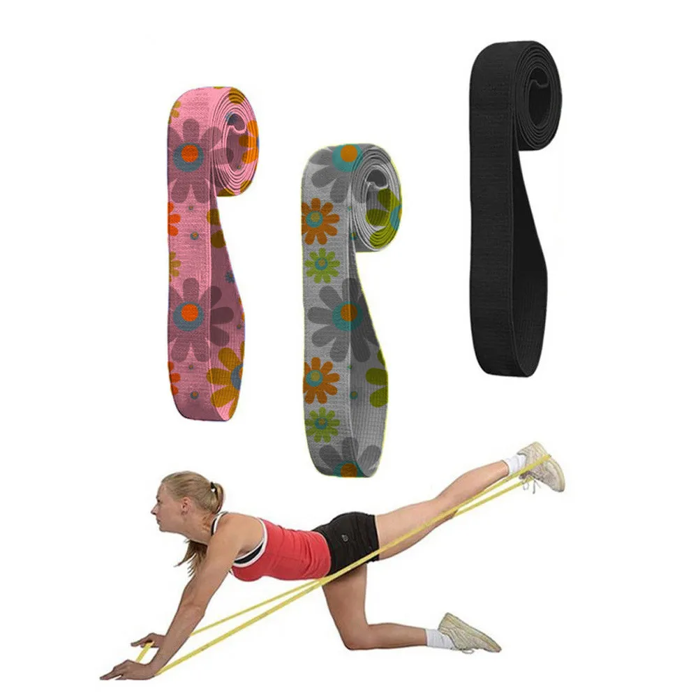 

wholesale Custom logo 3 pcs adjustable elastic latex exercise booty bands set long fabric hip resistance bands