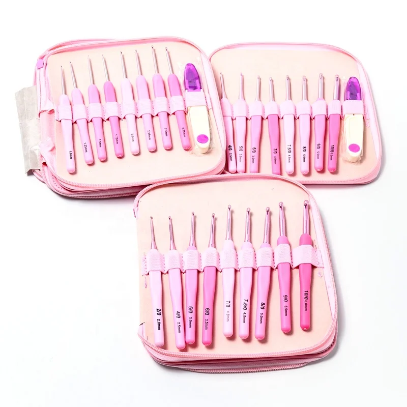 3 Kinds Pink Crochet Hook,Ergonomic Crochet Hooks Set With Pu Bag Buy