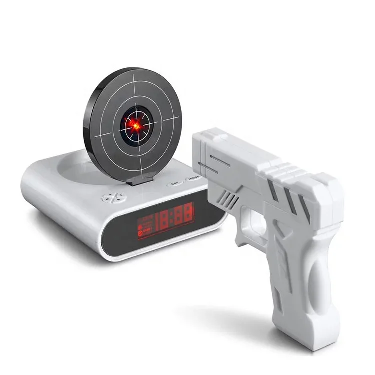 

Gun Alarm Clock with Shooting and Recording Clock Feature Laser digital funny table & desk alarm clock Creative student kid gift